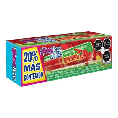 Bonice Doble Sandía Y Chamoy Cajita Con 4 Bolis De 87ml C\u002Fu | MercadoLibre
