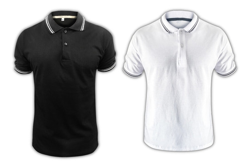 Kit 2 Camisas Gola Polo Masculina Malha Peruana Com Elastano