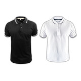 Kit 2 Camisas Gola Polo Masculina Malha Peruana Com Elastano