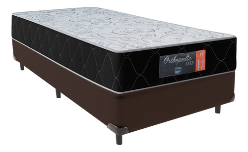 Cama + Box Solteiro Marrom Colchão Orthopedic Comfort Prime