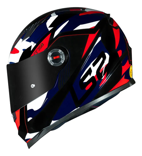 Capacete Ls2 Ff358 Tank Camo Azul Vermelho 