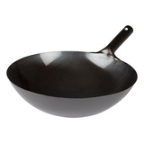 Winco Chino Wok Con Mango Integral, 16 Pulgadas, Negro, Medi