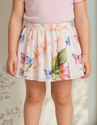 Falda Floreada De Niña Mod.016-77814al Marca Losan®