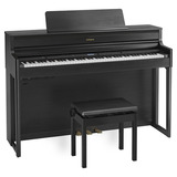 Piano Digital Roland Hp704 Charcoal Black C/ Banco E Estante 110v/220v