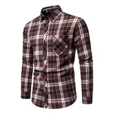 Blusa M Para Hombre, Casual, A La Moda, A Cuadros, Cuello Vu