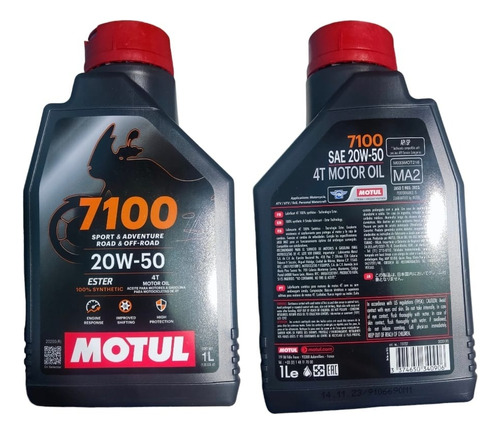 2 Aceite Sintetico Motul 7100 20w-50 Moto 4 T R6 R1 Gsxr Rr