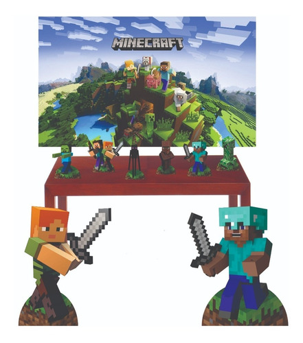Minecraft - Kit Festa Decoração Displays + Painel + Totens