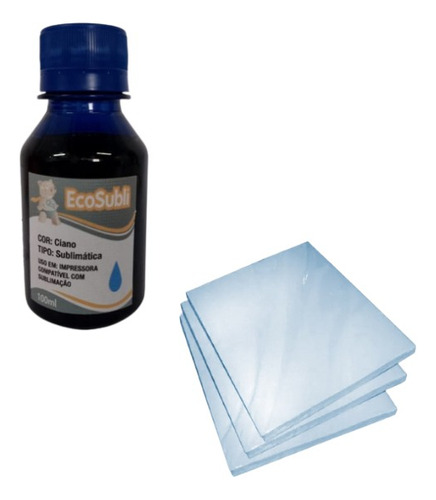 Tinta Ecosubli Azul 100ml + 100 Folhas Papel Sublimático A4