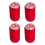 4 Tapones De Válvula Mg Para Llantas Aluminio Rojo