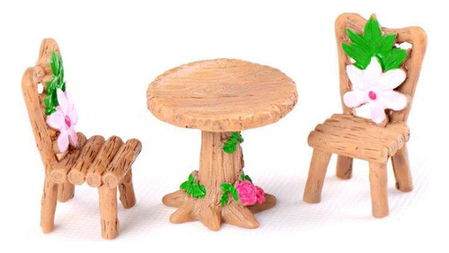 Miniatura Mesa E Cadeira Terrário Minijardim Maquete Bonsai