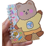 Mini Libreta Anotador Osito Kawaii Cute Espiral