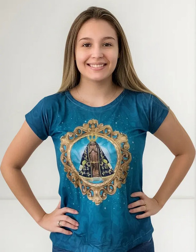 Baby Look Feminina Estampa De Nossa Senhora Aparecida