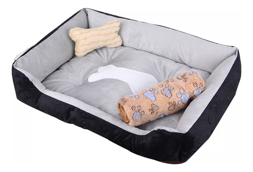 Cama Para Mascotas Perros Gatos Con Juguete Hueso Y Frazada