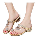 Sandalias Dama Elegantes De Diamentes Slip-on Puntera Clip