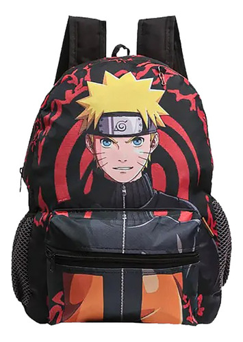 Mochila Naruto Juvenil Infantil Escolar Costas Preta Vermelh