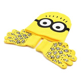 Kit Gorro Touca Frio E Luva Infantil Amarelo Minions Kids