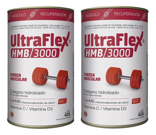 Combo Ultraflex Hmb/3000 Pvo.x 420gr Fuerza Muscular X2 Und.