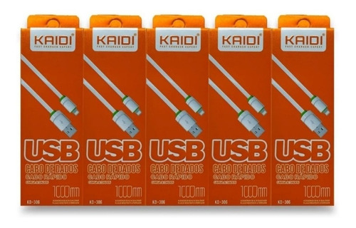 Kit 5 Cabos Usb Celular Tipo C  Kaidi Original Atacado Nf