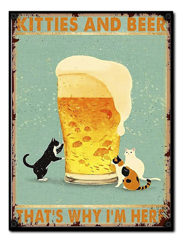 #1489 - Cuadro Decorativo Vintage Cerveza Beer Gatos Poster