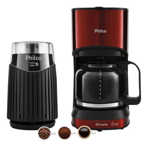 Kit Cozinha Cafeteira Pcf41 E Moedor De Café Philco 110v