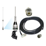 Kit Antena Móvel Dual Band Vhf 1/4 Uhf 5/8 O S Calha Ap0188 