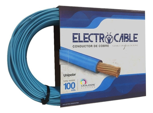 Cable Unipolar 6mm Rollo 100 Mts Electrocable Celeste