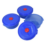 Conjunto 3 Potes De Plástico Redondo 530ml Para Alimentos