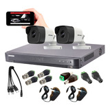 Kit Seguridad Hikvision Dvr 4ch + 2 Camaras Fhd + Conectores