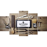 Quadro Mosaico 5 Peças Barbearia Barbershop Hd Ultra