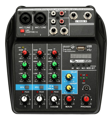 Consola De Mezcla De Sonido Tu04 Bt Grabar 5v 2a Phantom Pow