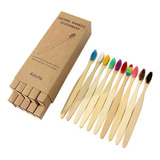 Kit 10 Escovas De Dentes Ecológicas De Bambu  Coloridas 