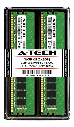 Memoria Ram 16gb A-tech Ddr4 2133mhz Kit (2 X 8gb) Pc4-17000 Non-ecc Unbuffered Dimm 288-pin 1rx8 1.2v Single Rank Compu