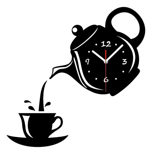 Reloj De Pared 3d Con Forma De Taza De Café, Tetera Creativa