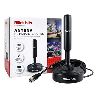Antena Hd Tv Link Bits At5m01 Para Señal Digital Interiores Negro | MercadoLibre