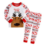 Conjunto De Pijama Para Niño De Reno De Papá Noel De Navidad