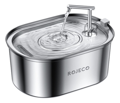 Rojeco Fuente De Agua Para Gatos De Acero Inoxidable, Fuente