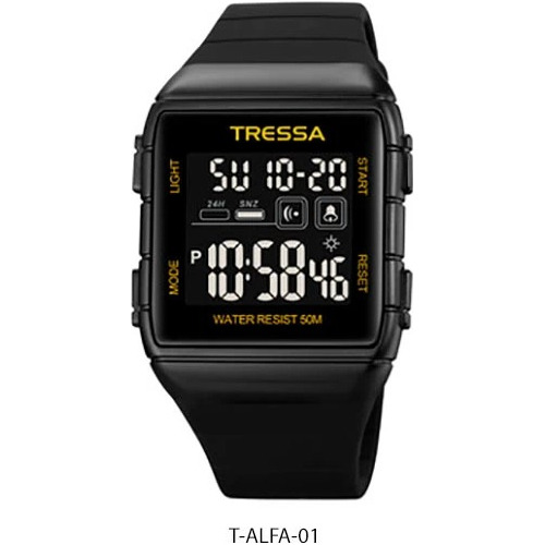 Reloj Unisex Tressa Alfa Digital Wr50 Luz Cronómetro Alarma