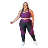 Conjunto Academia Plus Size Kit Calça Legging E Top Nadador