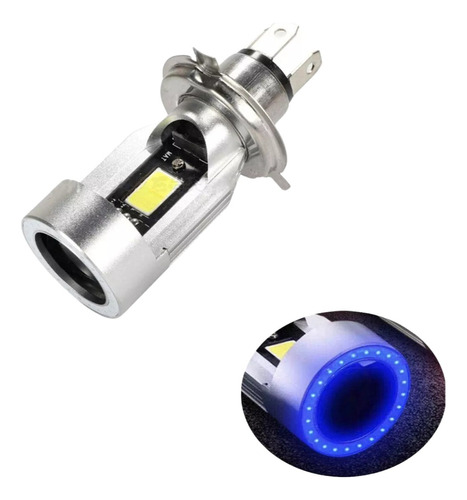 Lampara Cree Led H4 Alta Baja Ojo De Angel Azul Moto 30w 12v