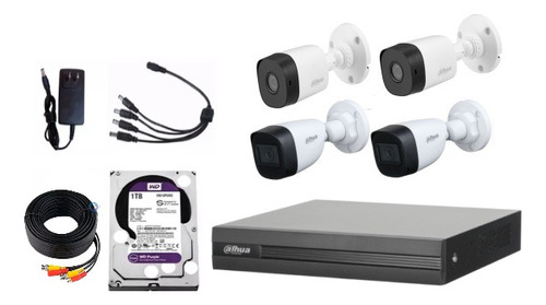 Kit 4 Camaras Bala 5mpx Dahua 2 Audio Wizsense Dvr 4ch 1tb 