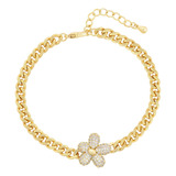 Pulsera Oro 14k Lam Flor 16-19cm Ajustable Bonita