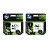 Pack Tinta Hp 667xl Negra Y Color Original Alto Rendimiento