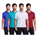 Kit 4 Camiseta Polo Masculina Piquet Camisa Slim