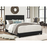 Cama Tapizada Con Paneles Crown Mark En Color Negro, R