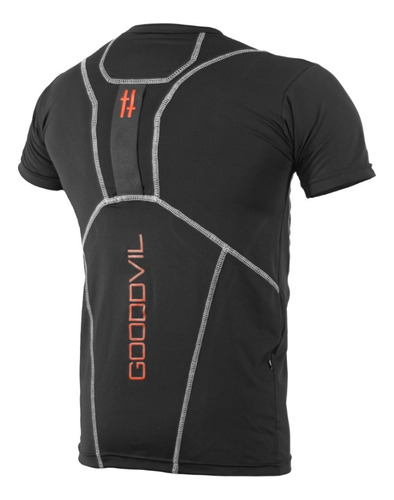 Playera Negra De Compresion Licra Black Red Tee Techwear