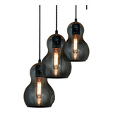 Colgante Triple Vidrio Color Ambar Moderno Deco Flow Ara