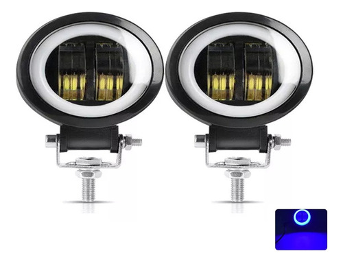 Par De Faros Redondos Ojo De Ángel 2 Led 20w Lupa 6d Blanco