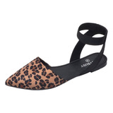 Zapatos De Leopardo Con Suela Plana Y Sandalias Para Mujeres