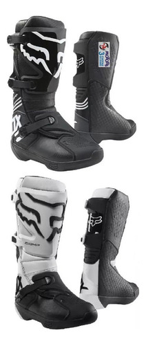 Jm Botas Moto Cross Mx Fox Comp Boot Negro Blanco Enduro