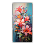 75x150cm Cuadro Floral Vibrante En Lienzo Bastidor Madera